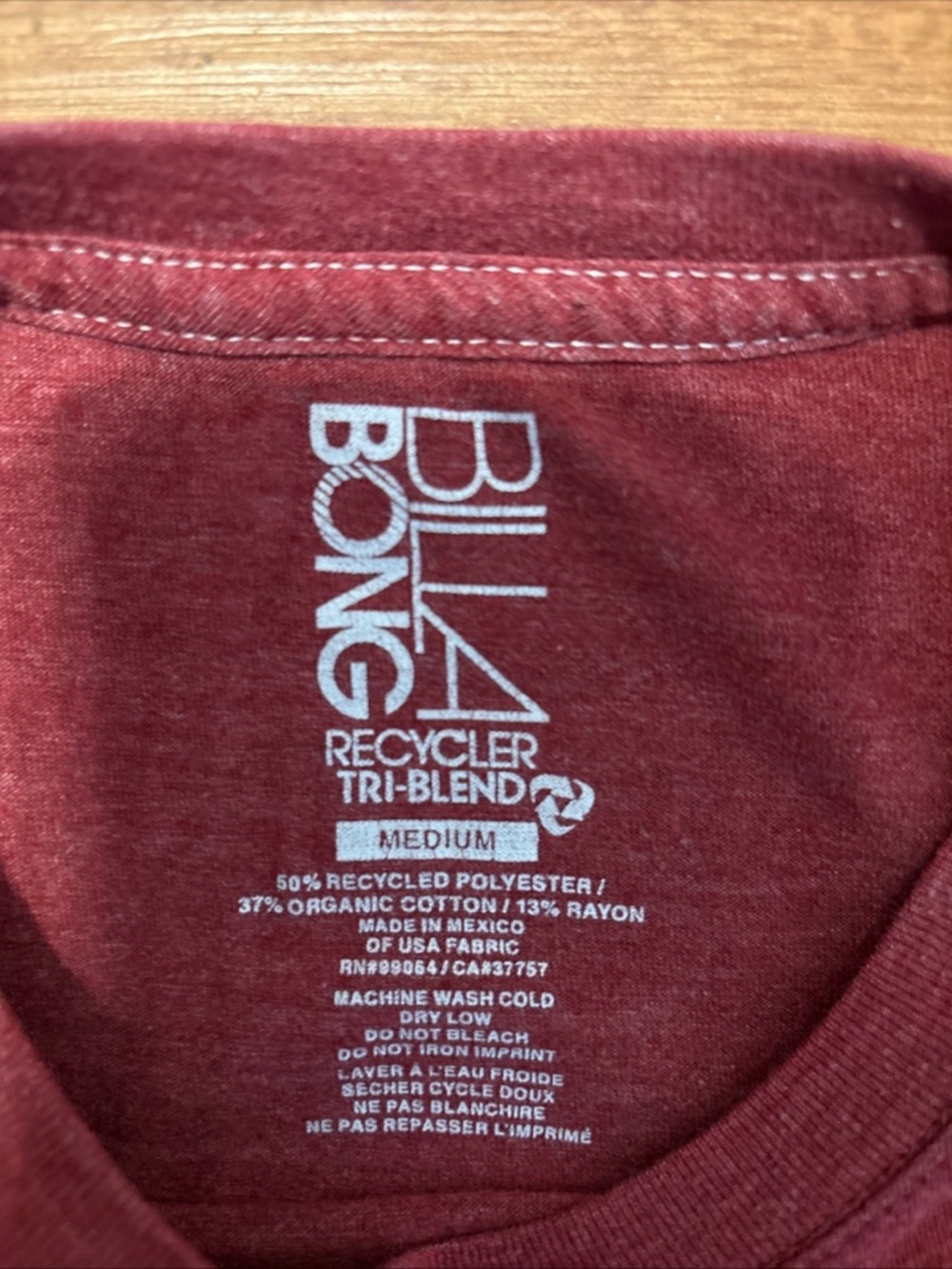 Billabong Men's Heather Red Logo Tee - Picture 3 of 4